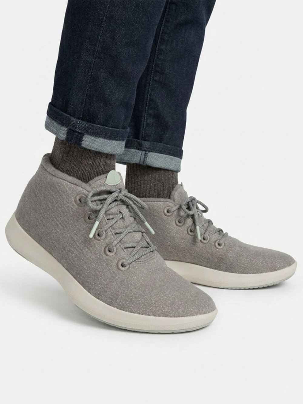 Allbirds Runner-Up Mizzles Men 12 Merino Wool Grey Mint Water Resistant Sneakers
